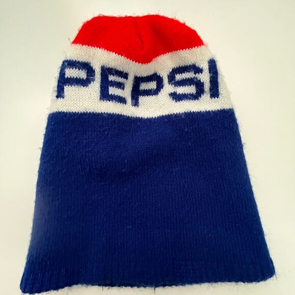 None Other - Vintage 1970s Knit Pepsi Stocking Cap Winter Beanie Hat TF9